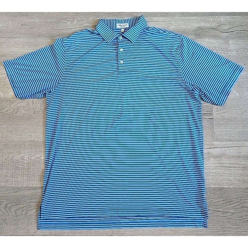 Peter‎ Millar Summer Comfort Polo Shirt Men's XLarge Blue Striped Relaxed